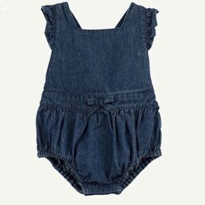 Oliver & Rain Denim Romper | Baby 3 Months | Organic Cotton | Blue | Summer